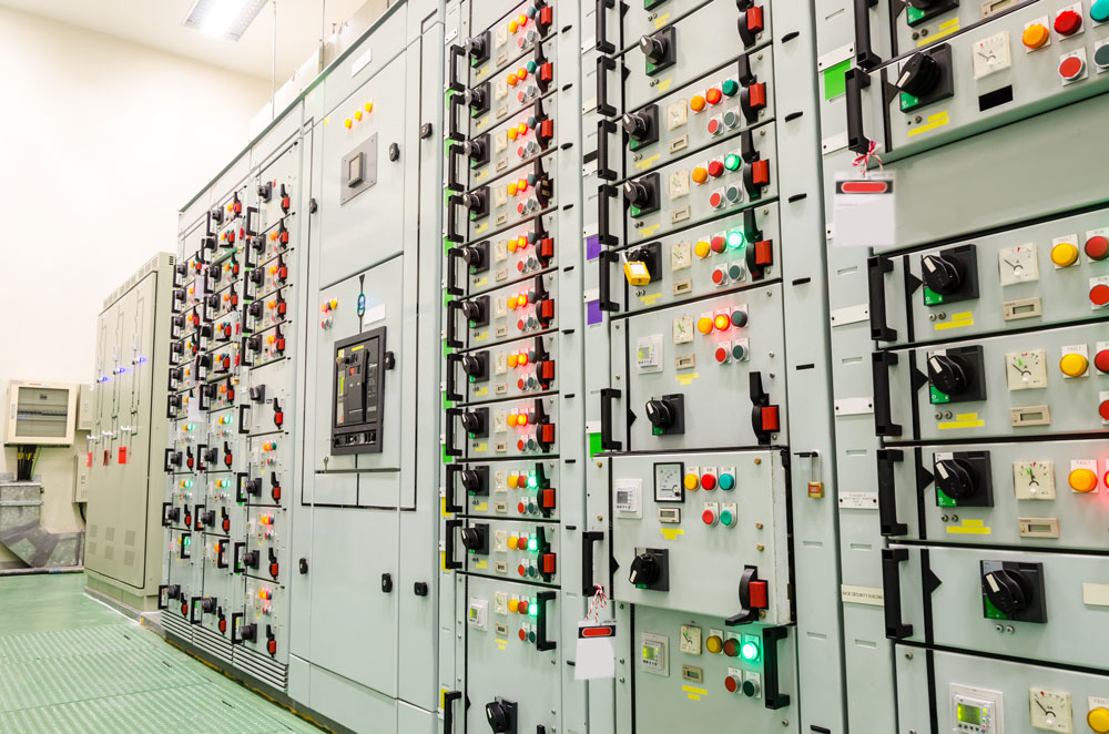 HMIs and industrial control systems control room in electric utility